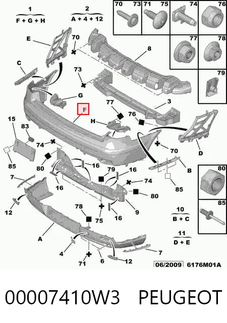 Кожух бампера заднього Citroen C5 II хетчбек (RC) (2004 - 2008) ціна, від 83.24 USD