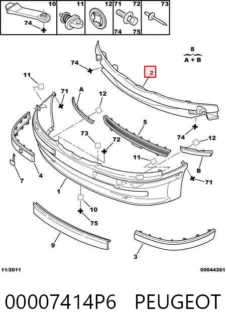Балка бампера переднього на Peugeot 406  8B