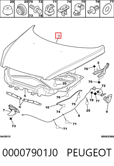 Купити Капот Peugeot 307  3A, 3C