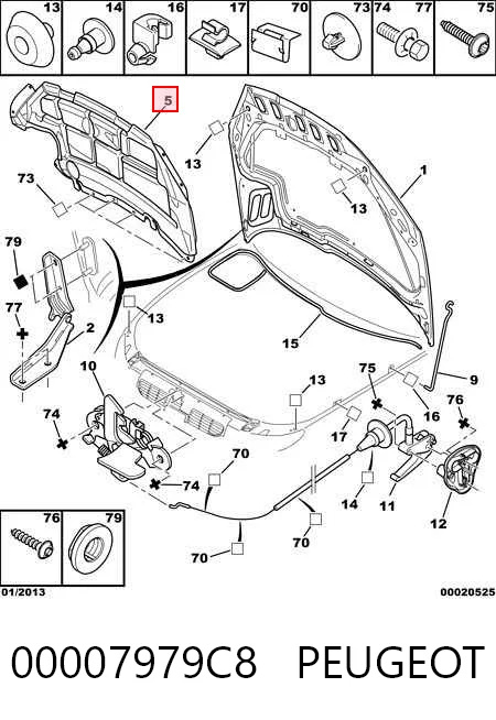 Обшивка капота Peugeot 206 хетчбек (2A/C) (1998 - 2008) ціна, від 45.67 USD