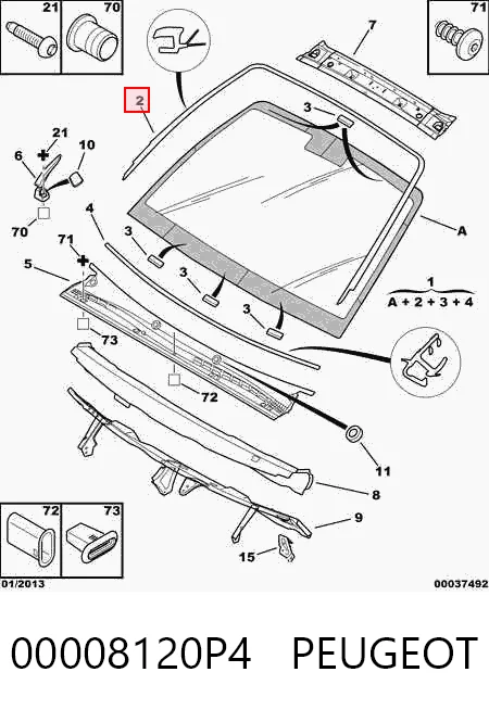GS2010P120X Icor Ущільнювач лобового скла, верхній