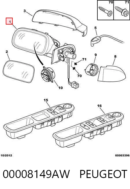 Купити Ліве бокове дзеркало Peugeot 307  3A, 3C