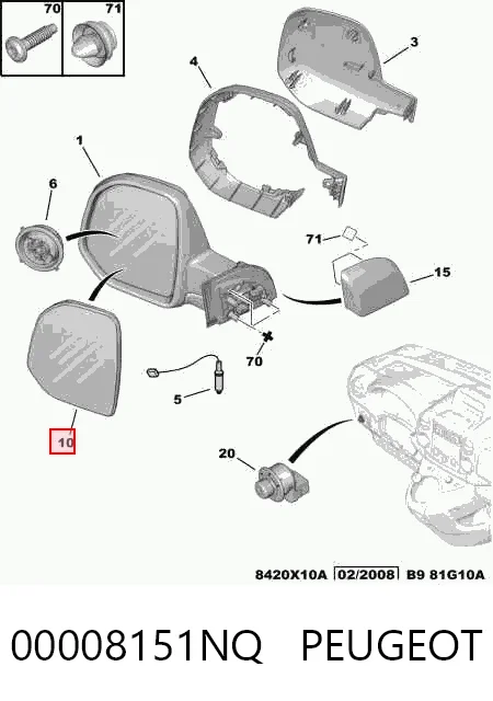 Дзеркальний елемент дзеркала заднього виду, правого Transporterparts 030010