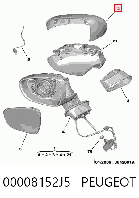 Накладка правого дзеркала заднього виду Opel 8152J5 ціна, від 7.81 USD