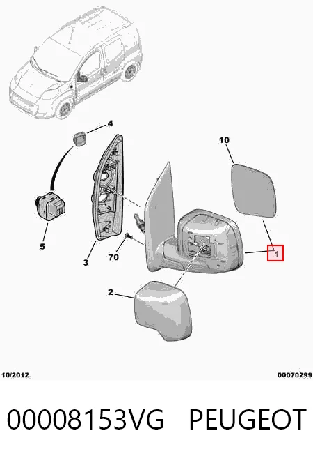 Дзеркало заднього виду, ліве на Citroen Nemo  