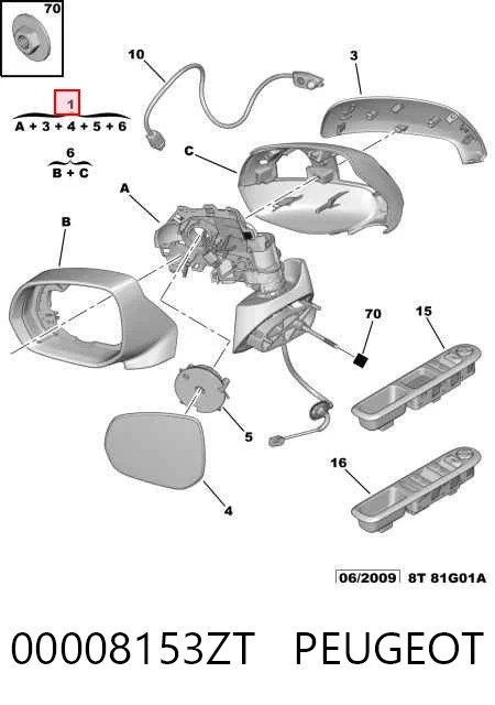 Дзеркало ліве Peugeot 5008 I