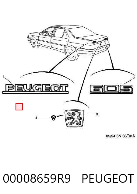 Емблема кришки багажника, фірмовий значок Peugeot 605 6B