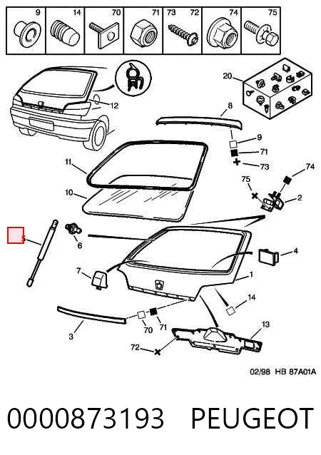  Амортизатор багажника Peugeot 306 