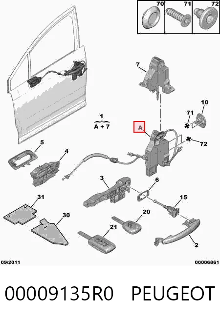 Замок водійських дверей на Citroen C4 I LC