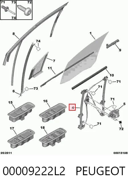 Склопідйомник (механізм переміщення скла) на Citroen C8  EA, EB