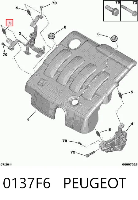 0137F6 Peugeot/Citroen Подушка декоративної кришки двигуна