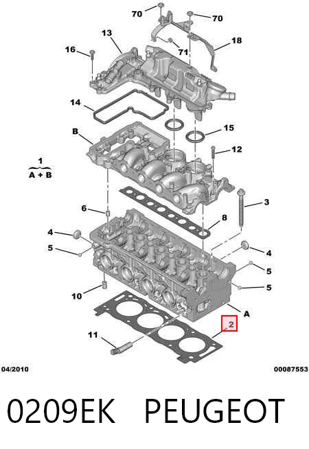 Прокладка головки блока циліндрів (ГБЦ) Jaguar C2S43974