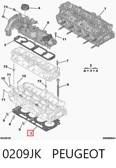 Прокладка ГБЦ 9676158280 Fiat/Alfa/Lancia