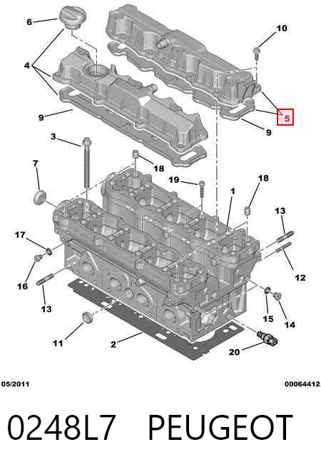 0248L7 Peugeot/Citroen Кришка клапанна, права