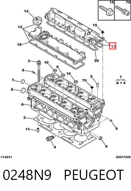 0248N9 Peugeot/Citroen Кришка клапанна, права