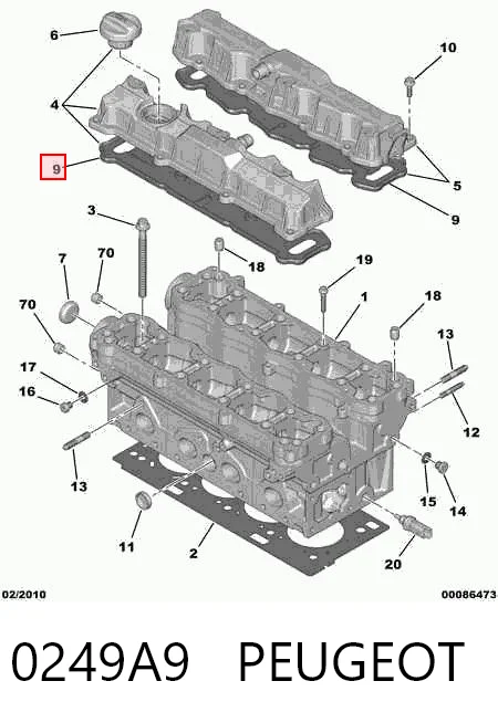 0249A9 Peugeot/Citroen Прокладка кришки клапанної 