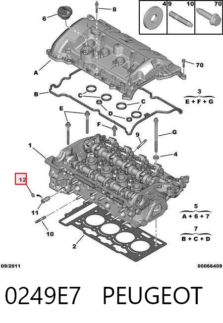 0249E7 Peugeot/Citroen Прокладка клапанної кришки двигуна, внутрішня