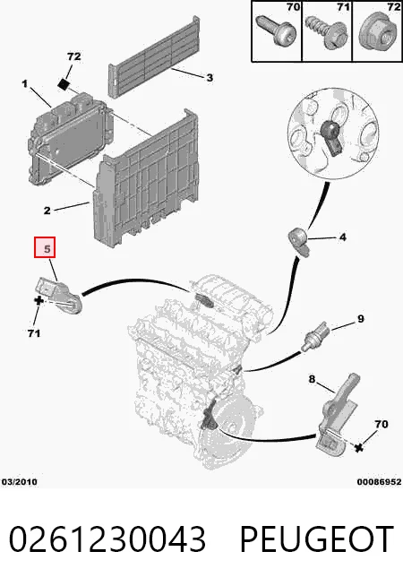 0261230043 Peugeot/Citroen Датчик наддува