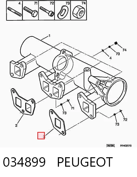 Прокладка впускного колектора на Peugeot 205 I 741A, C