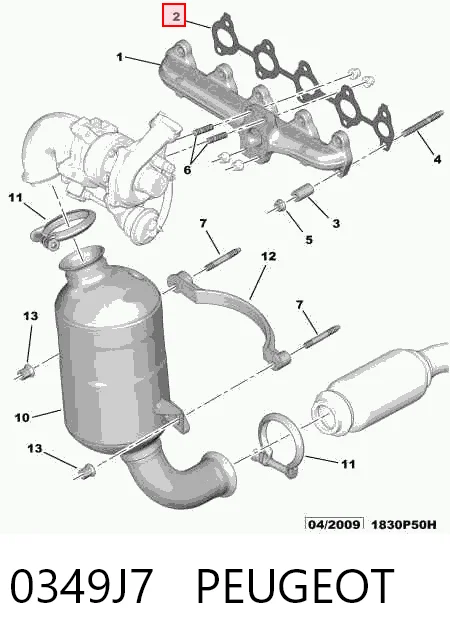 Купити Прокладка колектора Peugeot 207  WA, WC