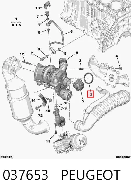 037653 Peugeot/Citroen Прокладка турбіни вихлопних газів, впуск