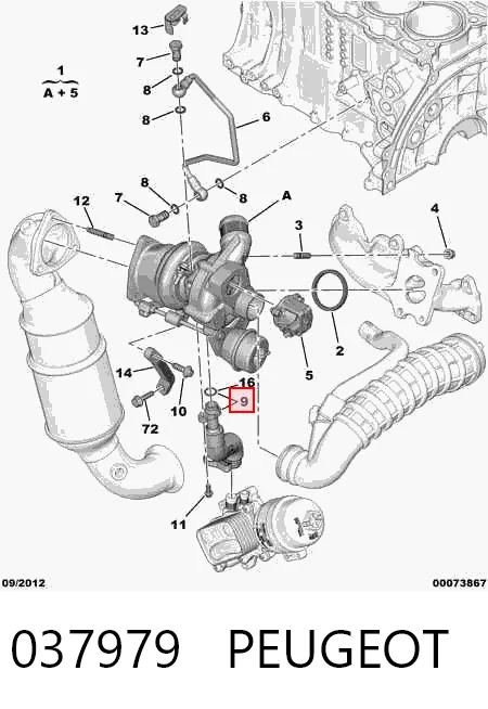 037979 Peugeot/Citroen Трубка/шланг відводу масла від турбіни