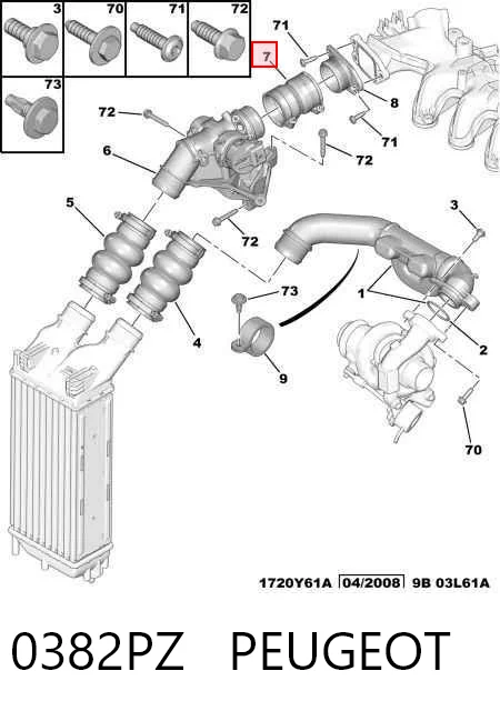 0382PZ Peugeot/Citroen Патрубок повітряний, дросельної заслінки