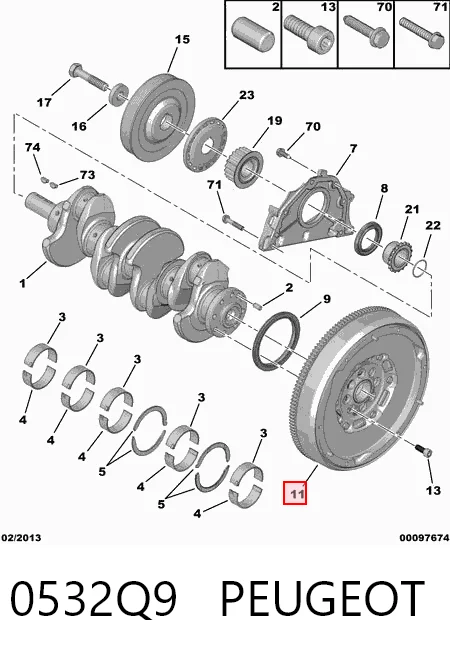 Купити 9676364880 Fiat/Alfa/Lancia Маховик із зубчастим ободом в зборі