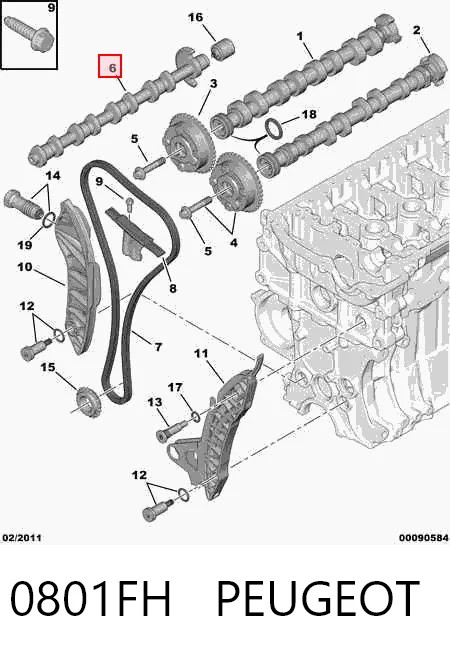 0801FH Peugeot/Citroen Розподільчий вал впускний