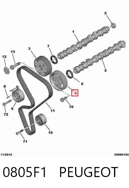 0805F1 Peugeot/Citroen Зірка-шестерня розподільного валу двигуна,випускного