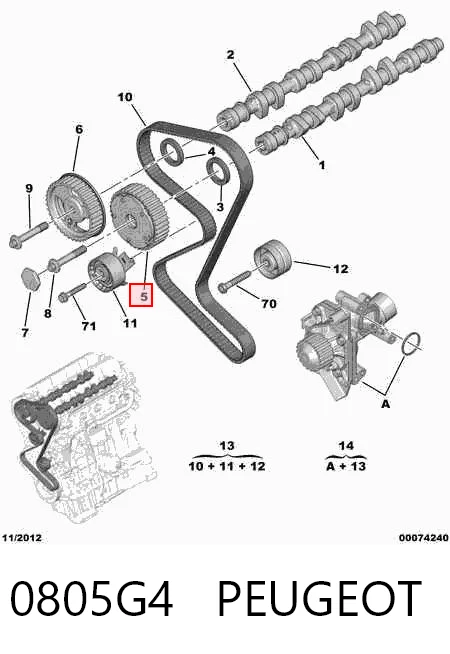 0805G4 Peugeot/Citroen Зірка-шестерня розподільного валу двигуна,випускного