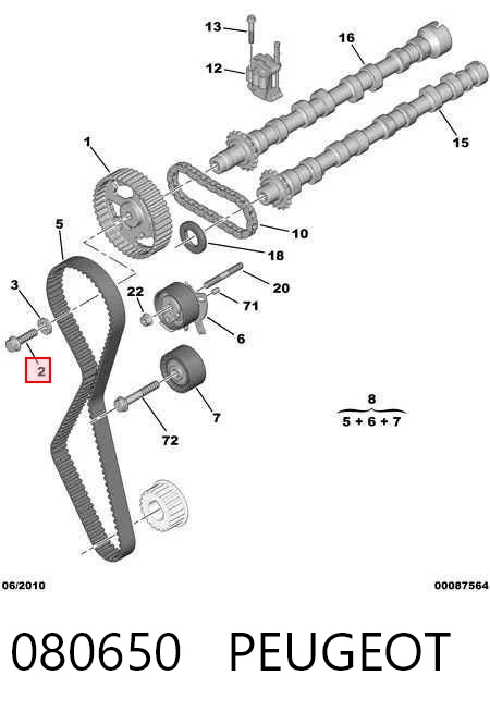 080650 Peugeot/Citroen Болт шестерні распредвала