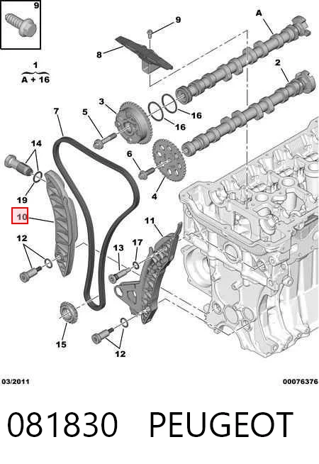 081830 Peugeot/Citroen Башмак натягувача ланцюга ГРМ