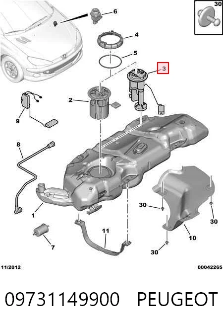 Модуль бензонасоса Peugeot Partner I мінівен (5F) (1996 - 2008) ціна, від 18.12 USD
