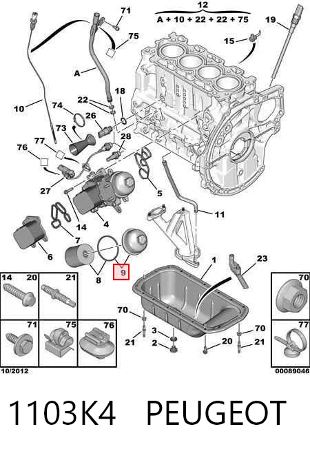 1103K4 Peugeot/Citroen Кришка масляного фільтра