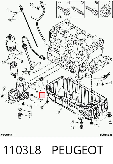 1103L8 Peugeot/Citroen Прокладка кронштейна маслянного фільтра