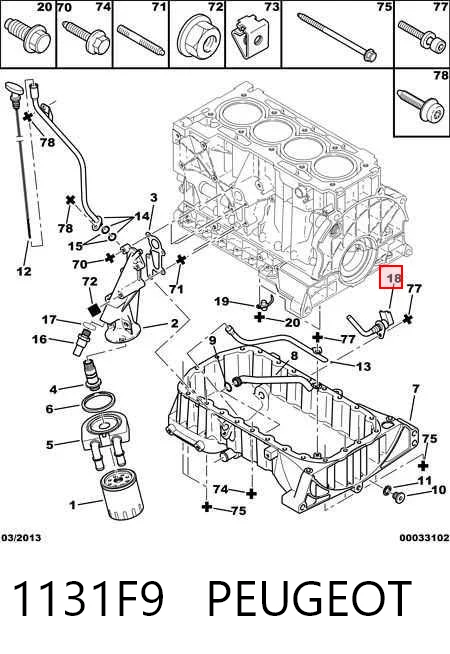 1131F9 Peugeot/Citroen Датчик рівня мастила