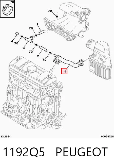 1192Q5 Peugeot/Citroen Шланг повітряний вентиляції картера