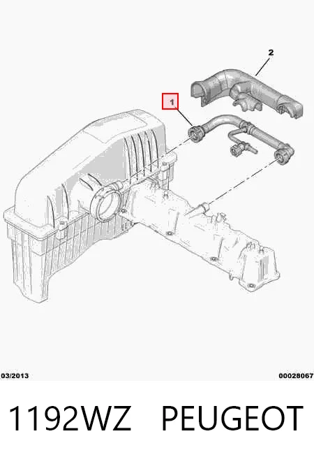 1192WZ Peugeot/Citroen Шланг повітряний вентиляції картера
