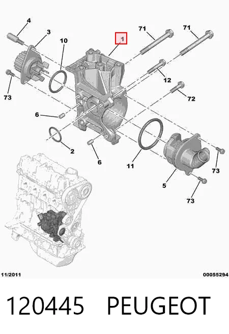 120445 Peugeot/Citroen Водяний насос охолодження, корпус