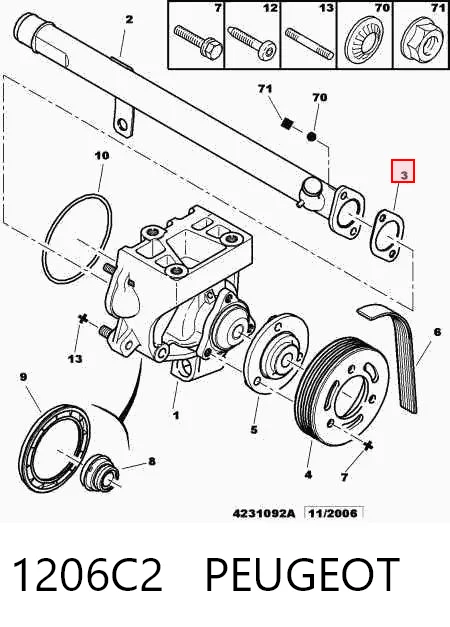 1206C2 Peugeot/Citroen Прокладка водяної помпи