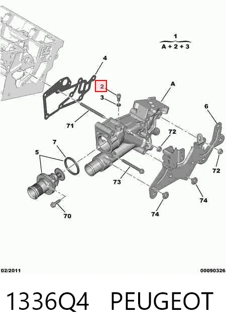 1336Q4 Peugeot/Citroen Корпус термостата в зборі