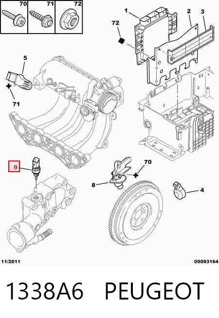 1338A6 Peugeot/Citroen Покажчик температури охолоджуючої рідини