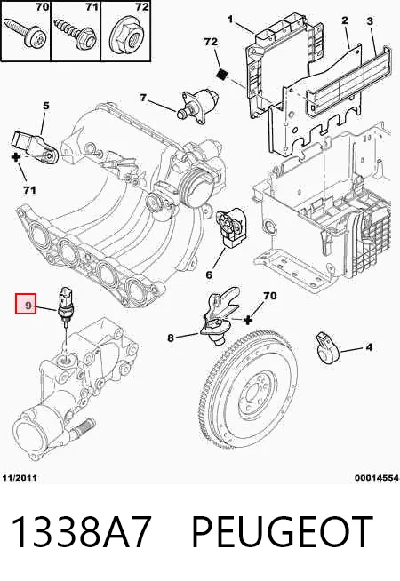 1338A7 Peugeot/Citroen Покажчик температури охолоджуючої рідини