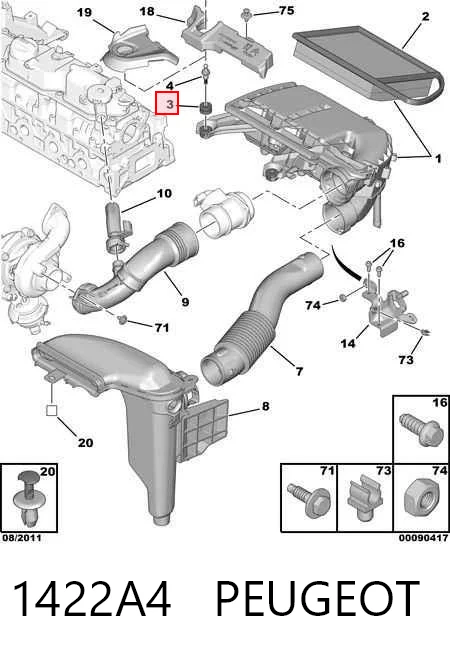 1422A4 Peugeot/Citroen Подушка корпусу повітряного фільтра