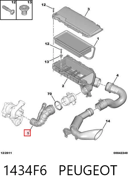 1434F6 Peugeot/Citroen Гофра витратоміра повітря