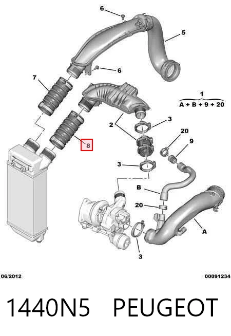 1440N5 Peugeot/Citroen Трубка, що нагнітається