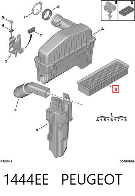 1444EE Peugeot/Citroen Повітряний фільтр двигуна