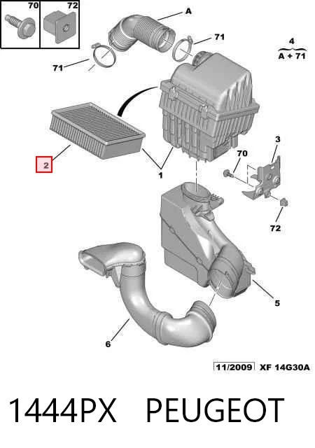1444PX Peugeot/Citroen Повітряний фільтр двигуна