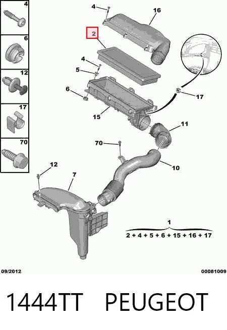 1444TT Peugeot/Citroen Повітряний фільтр двигуна